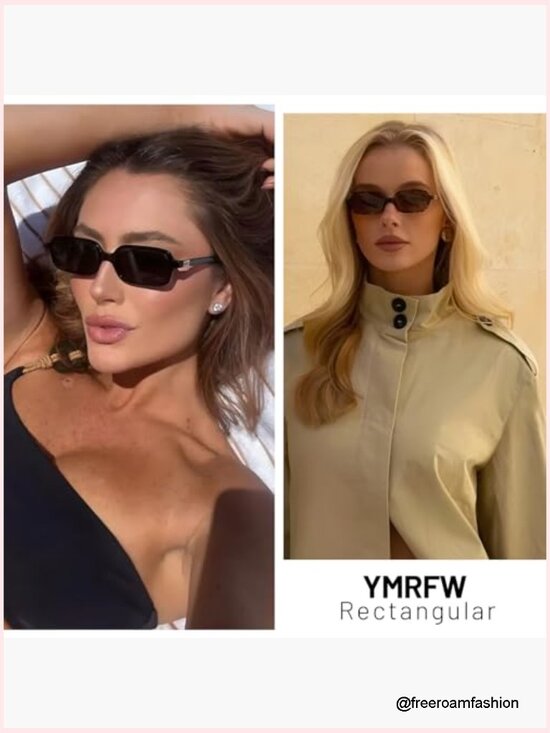 Retro Rectangular Narrow Small 90s Style Sunglasses UV Protection main image 5